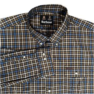New Barbour Foss‎ Tailored Shirt Sz 3XL Men's Regular Fit Navy Plaid Button Down